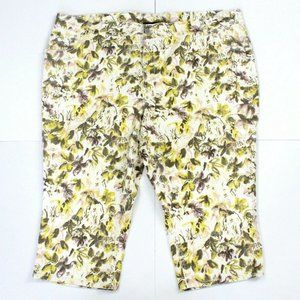 NWOT Lane Bryant Floral Print High Rise Denim Capri Size 26